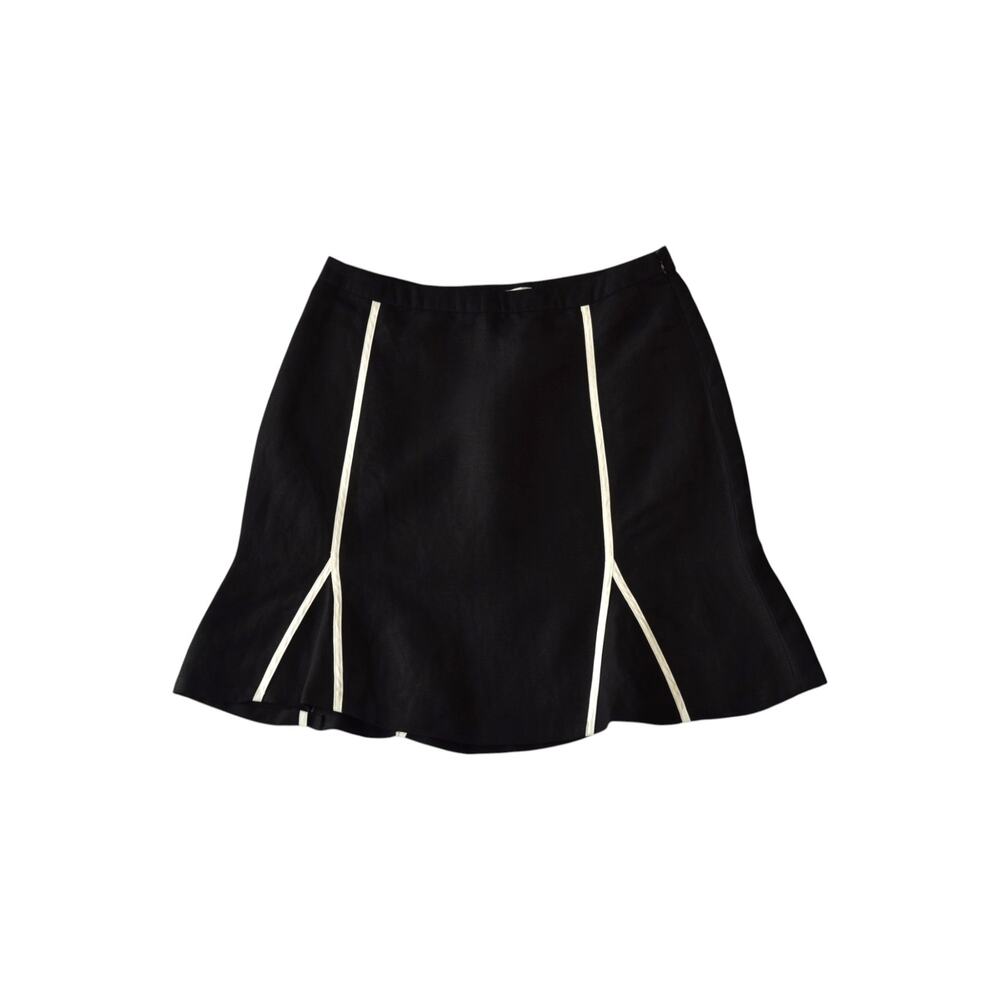 90s Jillian Jones Vintage Black Linen Blend Mini Skirt - Size 8